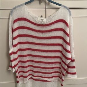 Red & White Striped Scoop-Neck Sweater